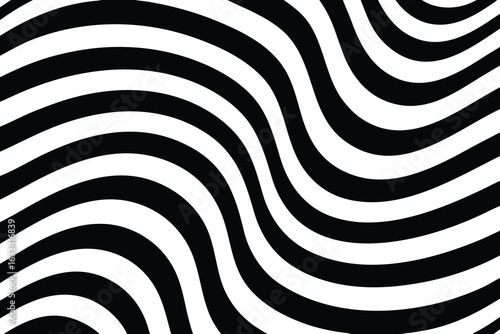 Black and White Abstract Background Wavy Stripes Pattern, Modern Minimalist Design and Art