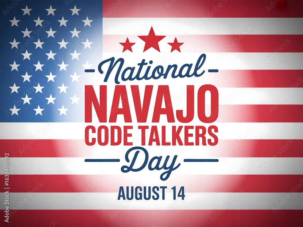 Fototapeta premium Honoring navajo code talkers day august 14th with american flag background