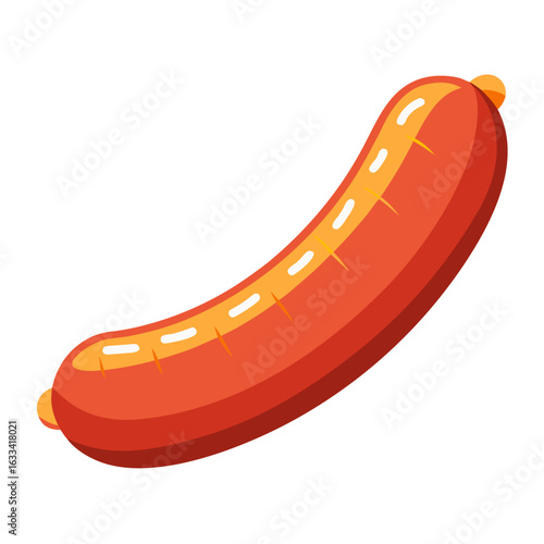 a hot dog or sausage with orange-red coloring, no background vector file.