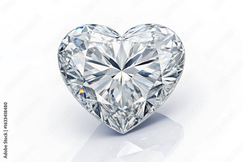 Fototapeta premium Sparkling heart shaped diamond isolated on white background