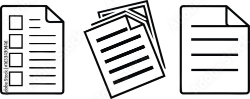 Paperwork documents and forms essential for office administration and data management tasks with checklist document and stack of sheets