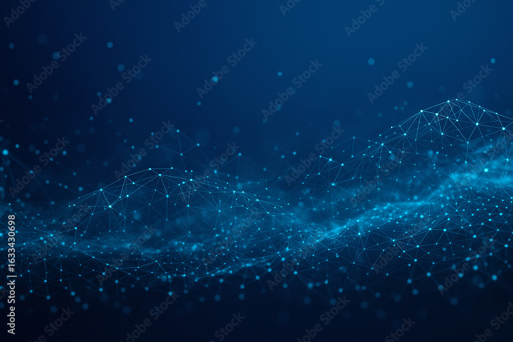 Fototapeta premium Abstract Blue Network Mesh: Digital Connectivity, Futuristic Technology Background