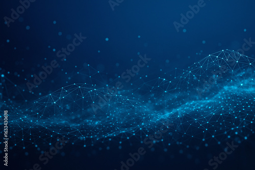 Abstract Blue Network Mesh: Digital Connectivity, Futuristic Technology Background