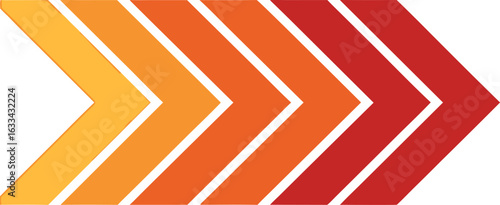 Progression of Arrows Pointing Right Illustrating Growth and Direction with Warm Color Palette on Clean White Background
