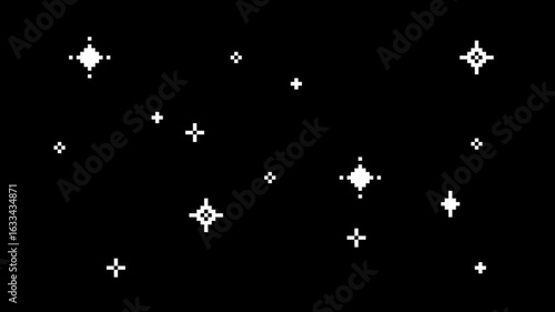 ドット絵の全体にキラキラしループアニメーション,透過背景,白