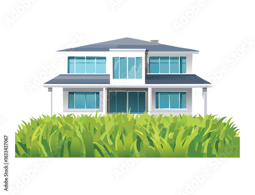 Residential Home with a Green Garden