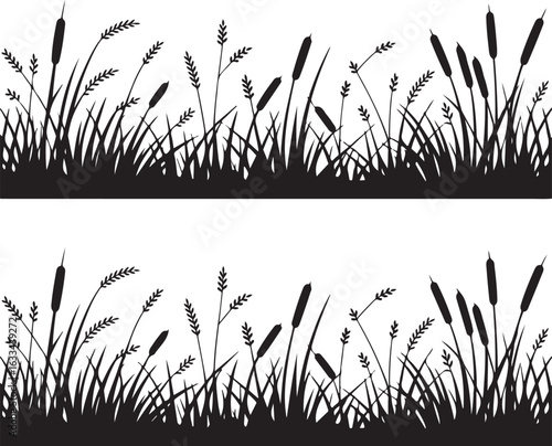 grass silhouettes set