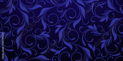 floral ornament swirling leaf dark blue color