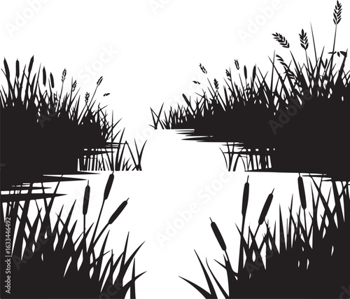 Wallpaper Mural grass silhouette vector Torontodigital.ca