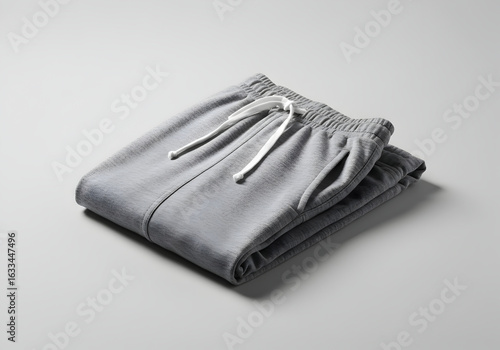 Folded gray sweatpants isolated on a white background
