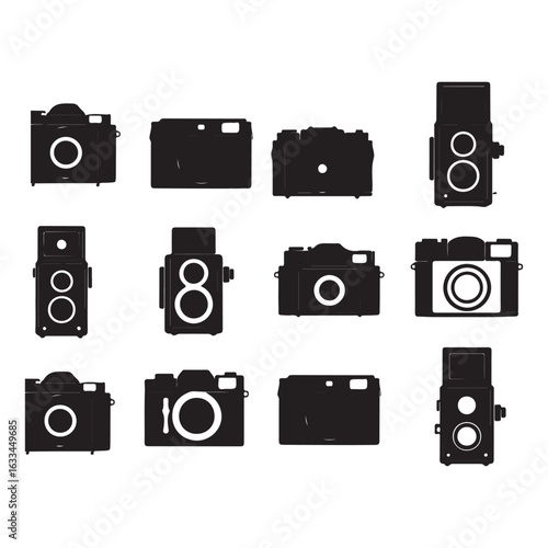 Vintage camera silhouettes collection photography retro
