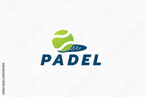 Wallpaper Mural Padel logo template witha tennis ball and a padel racket silhouette as the shadow. Great for clubs, courts, padel stores, apparel, etc. Torontodigital.ca