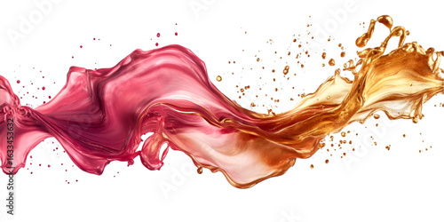 Splash of Crimson and Gold Paint Transparent Background