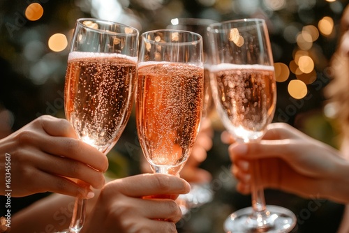 Wallpaper Mural Celebratory toast with ros wine. Friends with glasses of champagne celebrating at a summer office party. Social event celebration outdoors. Hands holding glasses of Prosecco, Generative AI Torontodigital.ca