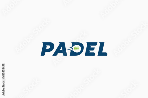 Padel text logo template with racket on letter D. It's great for clubs, courts, padel shops, etc.