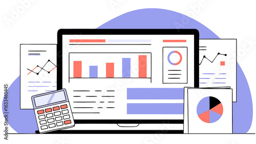 Wallpaper Mural finance analyst working on business analytics and data management system to make financial report with business performance kpi dashboard. corporate strategy for finance digital marketing plan Torontodigital.ca