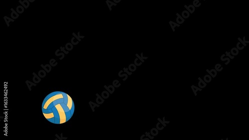 Animated Volleyball Bouncing on Black Background in Loop