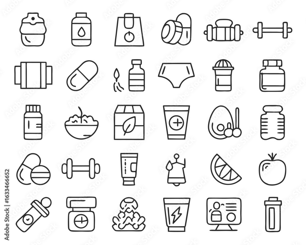 Fototapeta premium Dynamic graphic design showcasing sports supplements and fitness nutrition products with vibrant colors isolated on transparent background