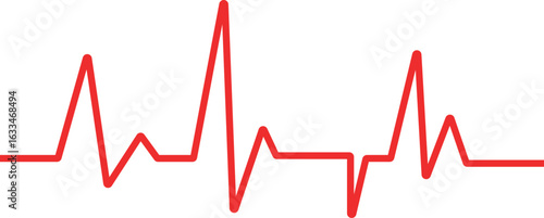 Red Heartbeat Line on White Background