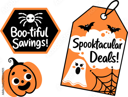 Halloween sale promotion with spooky graphics and catchy phrases like boo tiful savings and spooktacular deals