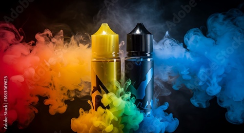 カラフルな煙と電子タバコリキッドボトル