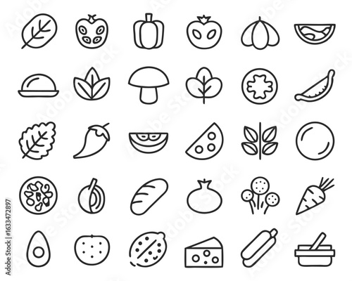 Comprehensive collection of vegan lifestyle symbols and dietary indicators in striking black and blue color palette isolated on transparent background