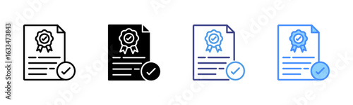 Accreditation icon set multiple style collection