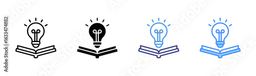 Knowledge icon set multiple style collection