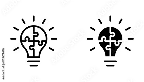 Problem Solving icon set. Outline style icon design isolated on white background