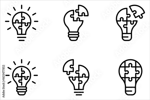Problem Solving icon set. Outline style icon design isolated on white background