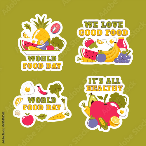 Vector Illustration of World Food Day Social Media Label Template in Flat Style