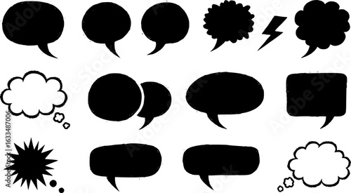 Talk and think vector comics bubbles silhouettes. Monochrome vector illustration. EPS version.