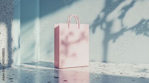 Pale pink shopping bag, modern, studio shot