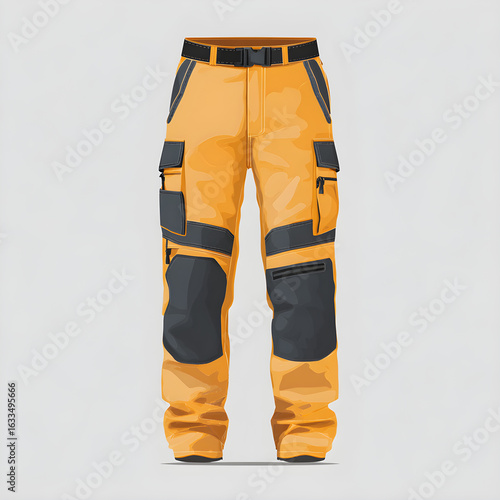 Flat vector design of workwear pants with reinforced knees
