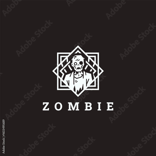 Zombie logo style icon design template vector illustration
