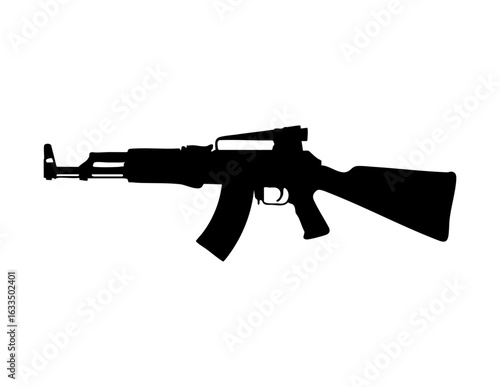 Black handgun silhouette side view, isolated on white background, perfect for icons, logos, or educational firearm safety materials and presentations.