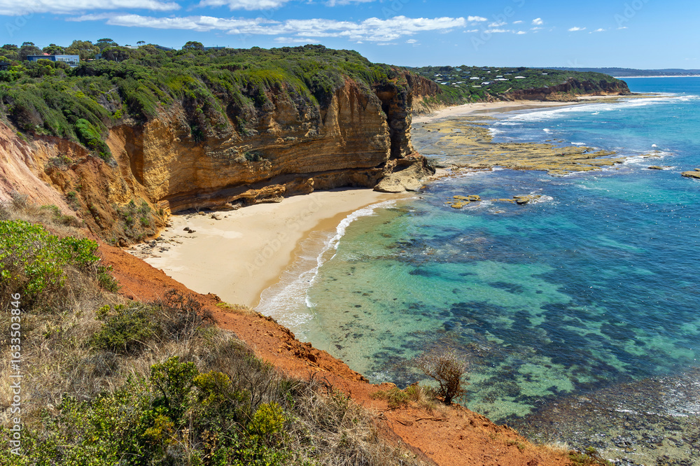 Fototapeta premium Twelve Apostles beach and rocks in Australia, Victoria, beautiful landscape of Great ocean road coastline