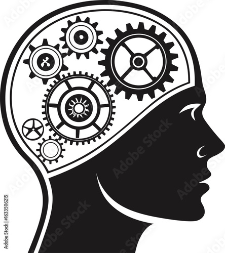 human head with gears