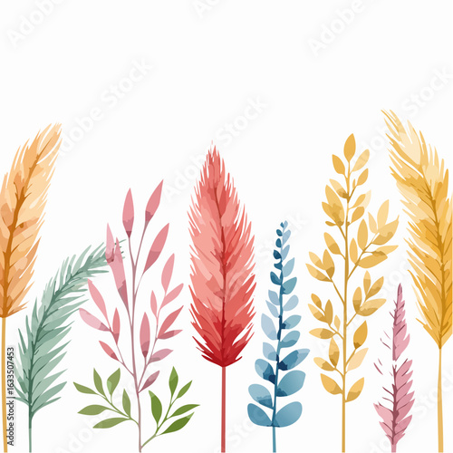 Rainbow Reeds Arrangement. wheat ears isolated on white