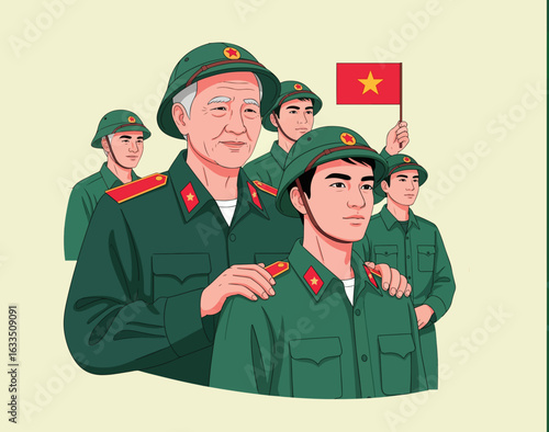 Generations of Vietnamese Soldiers Honoring Their Nation