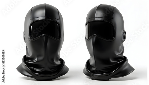 Two Black Full Face Masks on a White Background