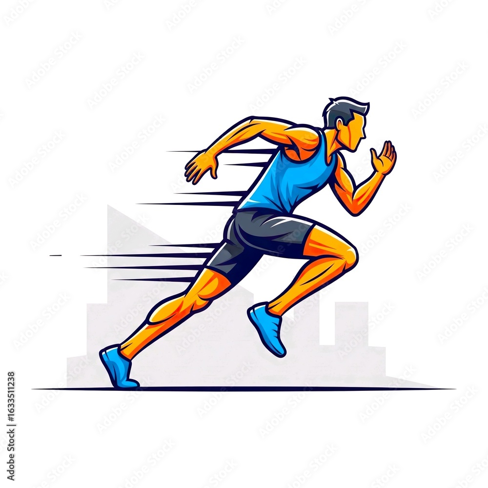 Fototapeta premium Dynamic Male Runner Vector Illustration