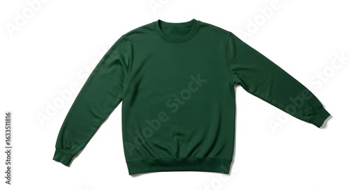 Green Crewneck Sweatshirt Mockup, Isolated on White