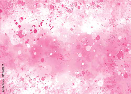 pink watercolor background with dots and spots, Pink watercolor background with hearts glitter and holiday-themed decoration, Pink Watercolor Splatter Effect with Soft Focus Bubbles