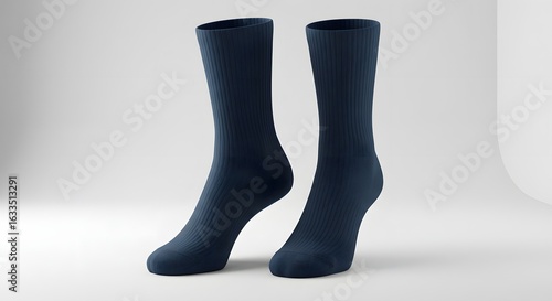 Navy Blue Socks Mockup on White Background