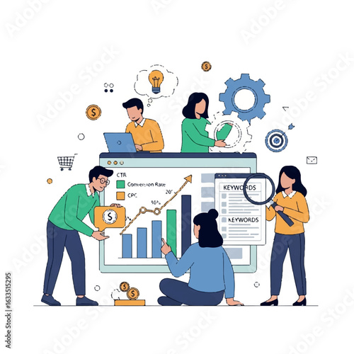 Digital Marketing Team Collaborating on SEO Strategy and Data Analysis.