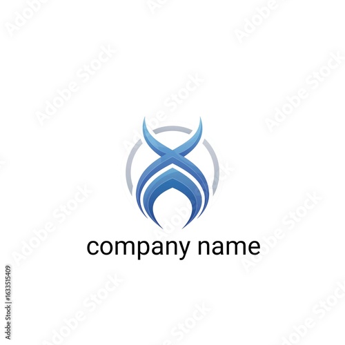 This logo features a modern and futuristic style symbol with a shape resembling a double helix or pattern that symbolizes growth and connectivity