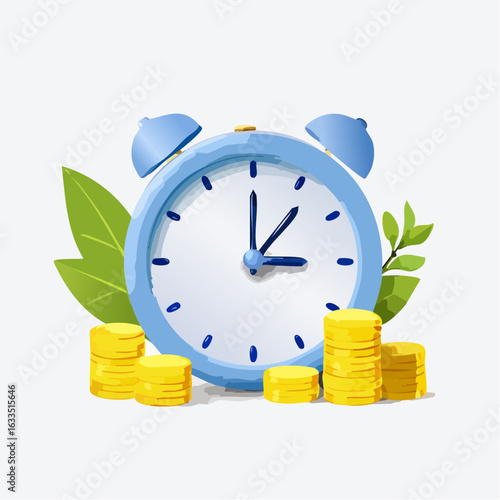 Alarm Clock and Coins
