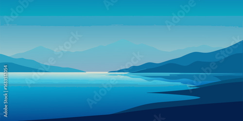 Serene ocean gradient with smooth turquoise and soft blue hues perfect for a calming banner or advertisement background