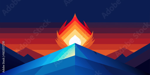 Dynamic fire and ice gradient banner with contrasting bright red and cool blue hues perfect for impactful advertising and modern design